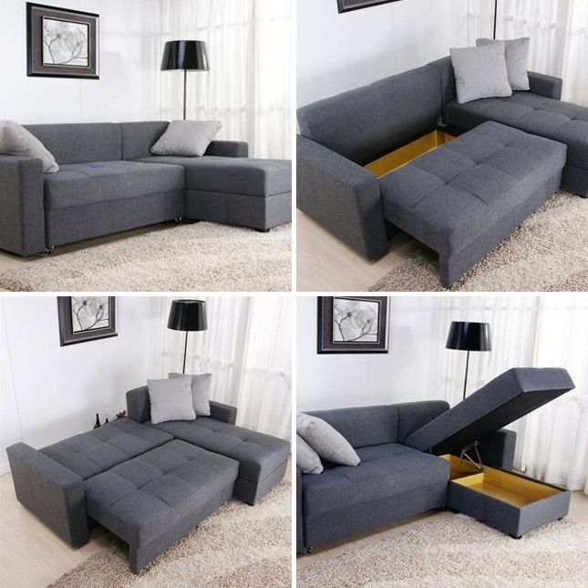 sofa cama com bau ideias apartamento pequeno sala de estar - Viajando no  ApêViajando no Apê